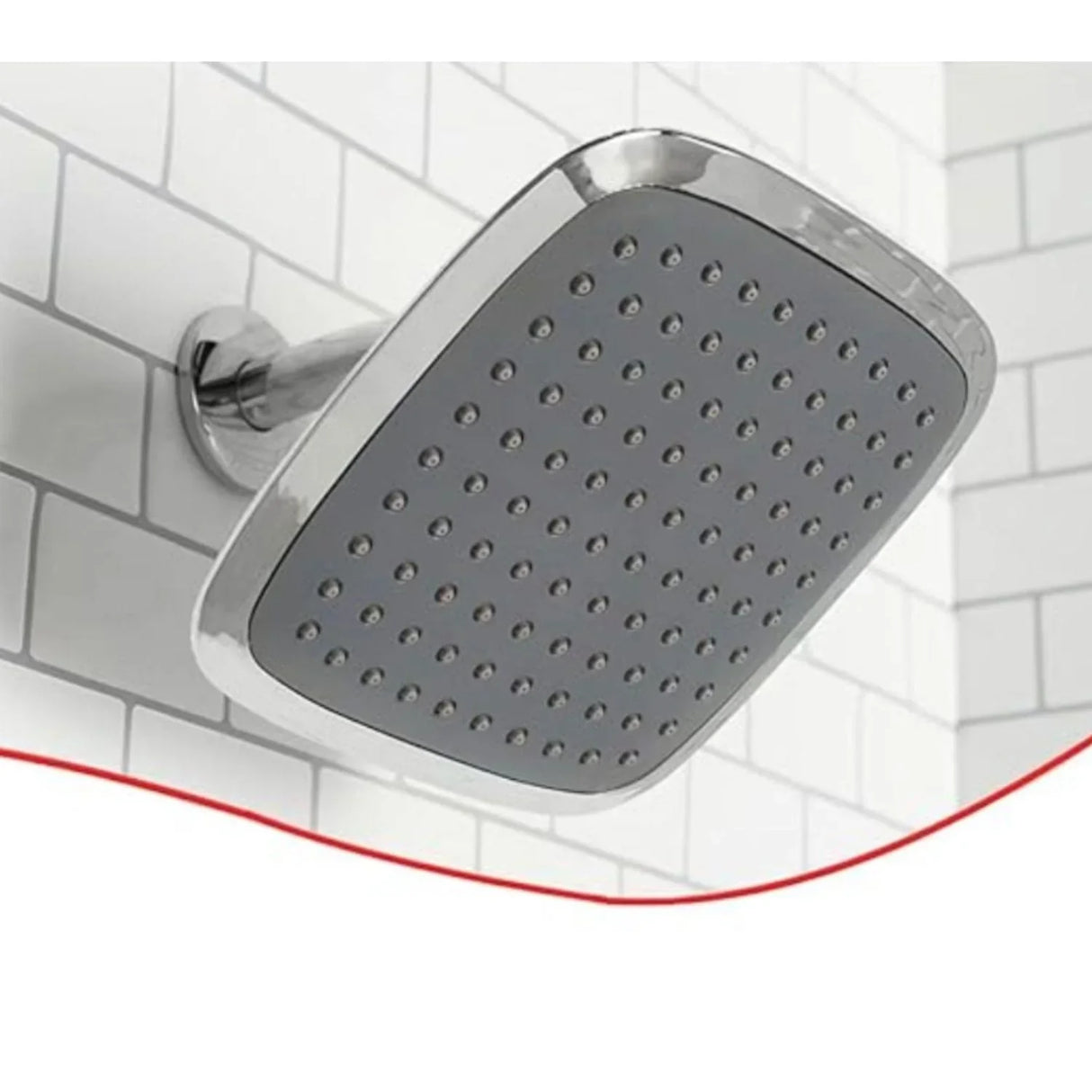 Regadera Cuadrada 20 Cms Cromada con Tubo