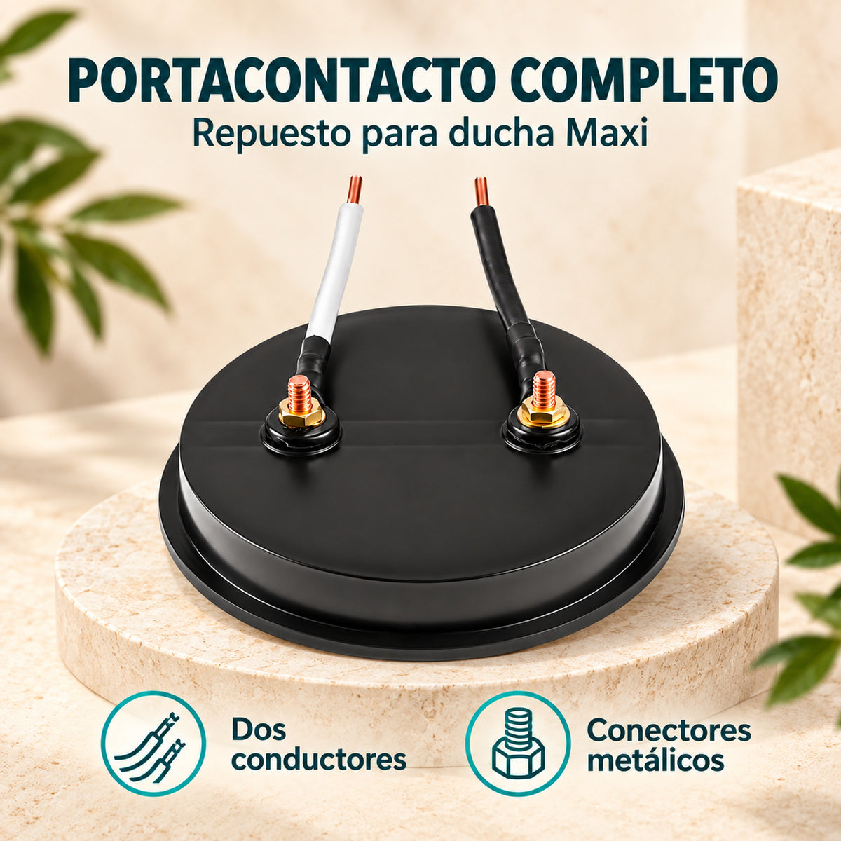 Portacontacto completo para ducha Maxi con dos conductores