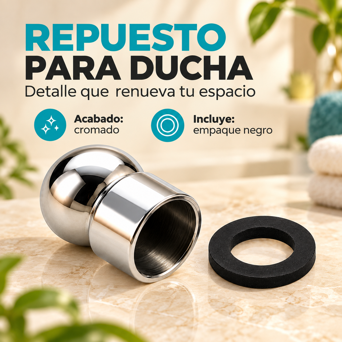 Repuesto Cromado Para Ducha Con Empaque - detalle