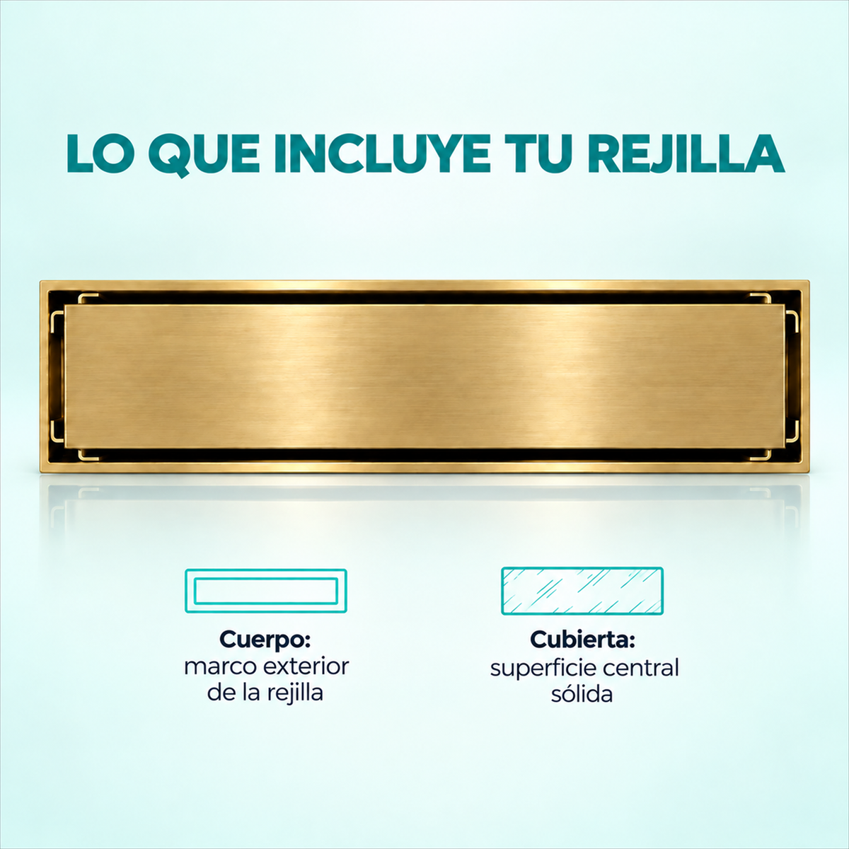 Contenido de rejilla invisible oro cepillado: marco y cubierta sólida