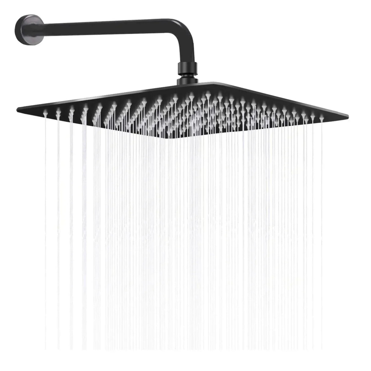 Ducha Regadera Cuadrada Color negro 20cm +Tubo