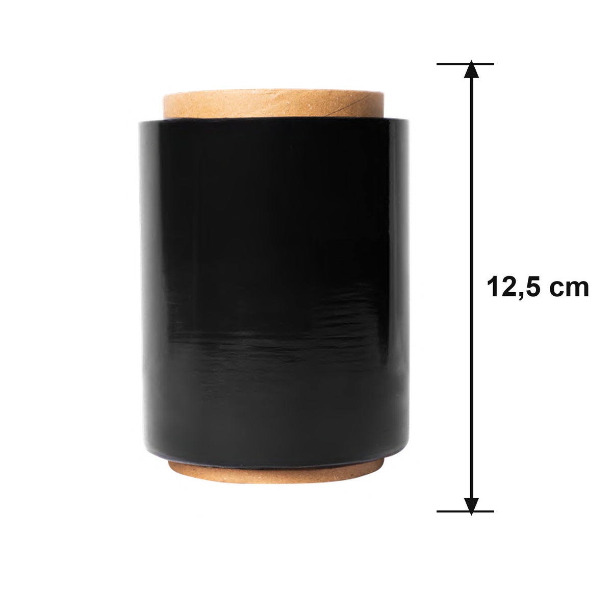 Película Stretch Negra 12,5 cm · 18 micras · medidas