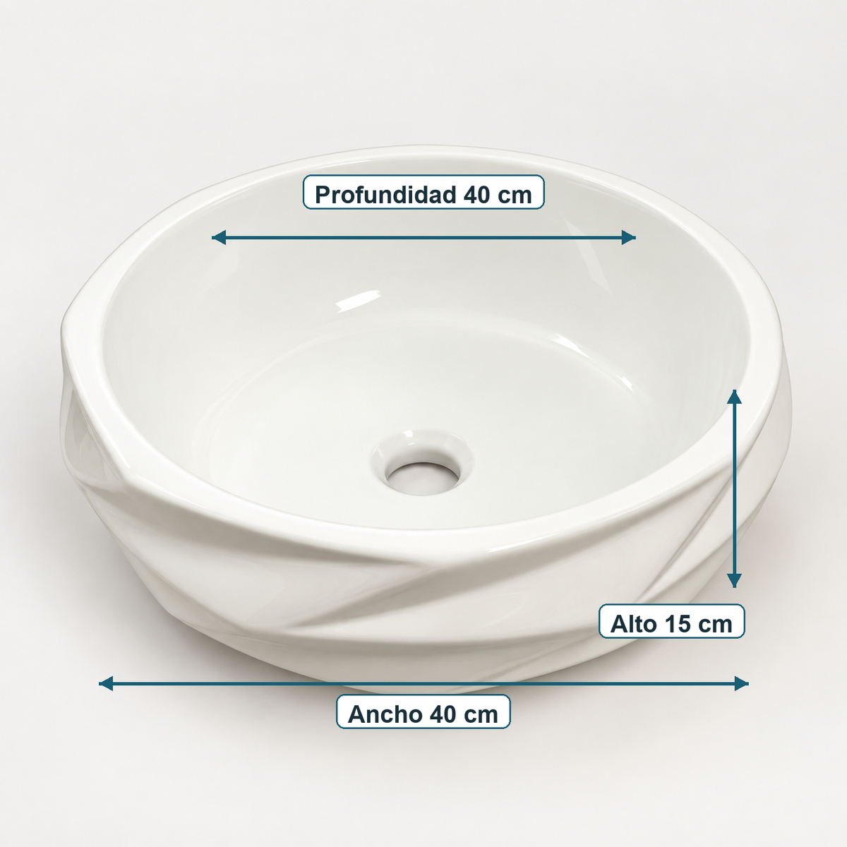 Lavamanos De Sobreponer Cosmos Blanco 40 X 40 X 15 cm — medidas