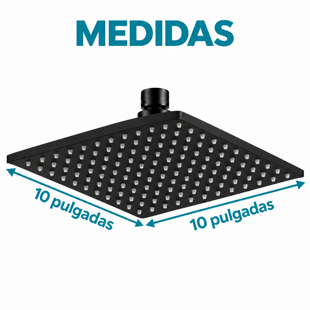 Medidas de la regadera cuadrada negra mate de 10 pulgadas