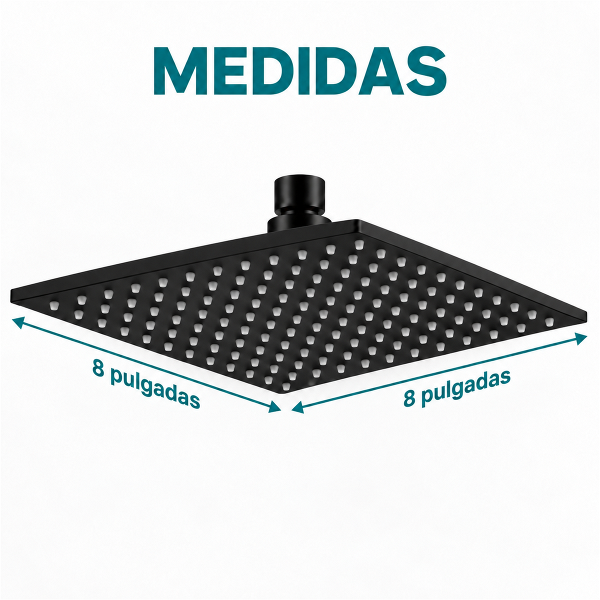 Medidas de la regadera cuadrada negra mate de 8 pulgadas