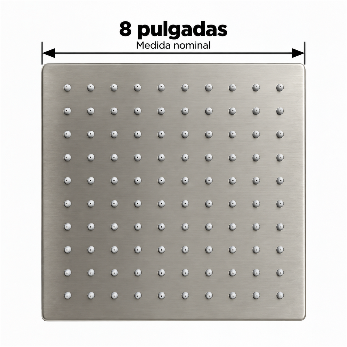 Medida nominal de regadera cuadrada satinada de 8 pulgadas