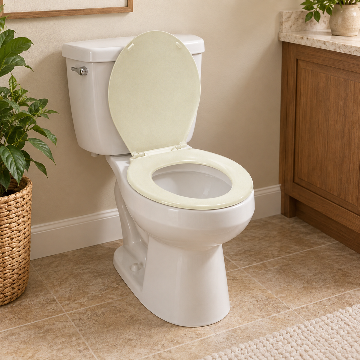 Tapa Asiento Beige Sencilla Para Sanitario — ambientación