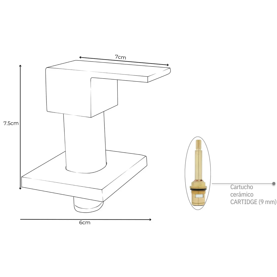 Manija Griferia Cuadra Metálica Cromo Palanca Agua Fría
