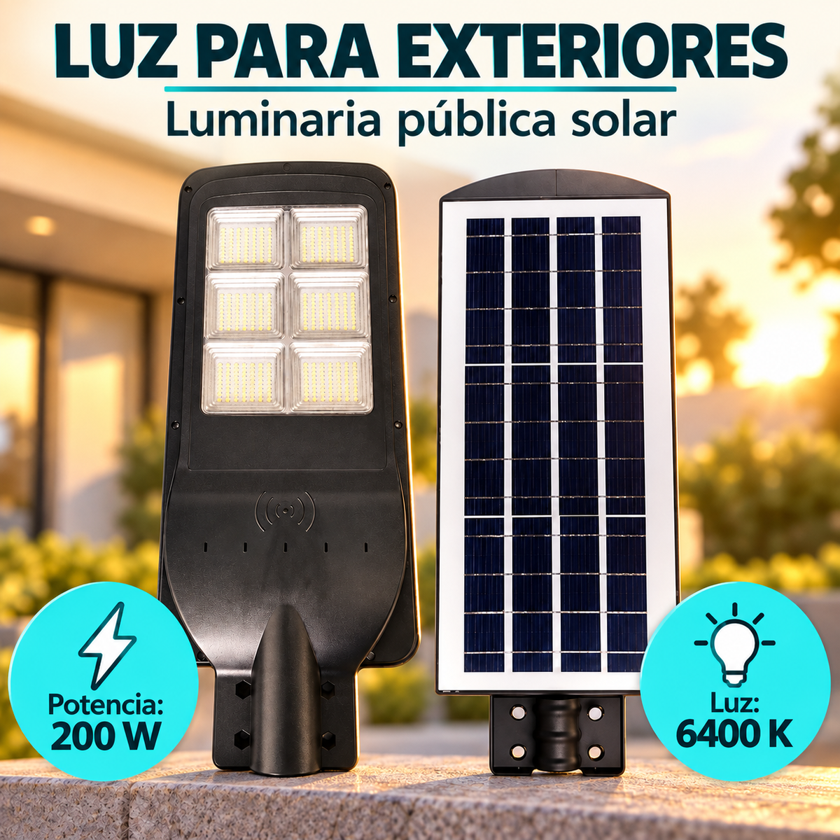 Luminaria Pública Solar LED 200 W 6400 K — imagen 4