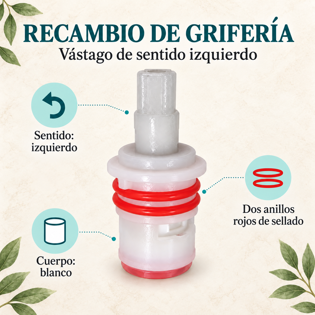 Características del vástago izquierdo para grifería