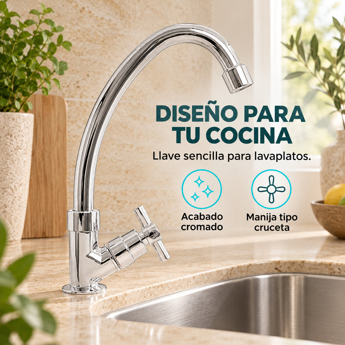 Diseño y características de la llave para lavaplatos