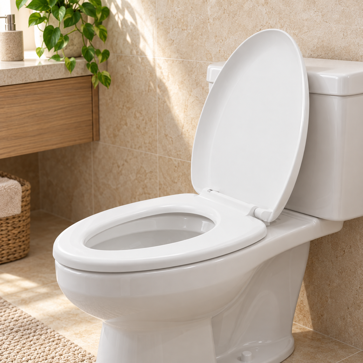 Asiento sanitario YW064-01 instalado en baño contemporáneo