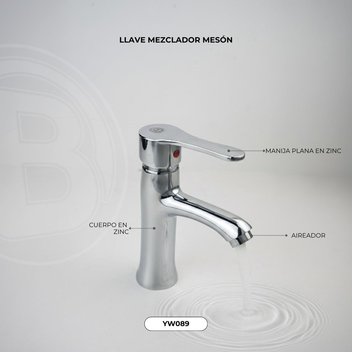 Mezclador Monocontrol para Lavamanos Cromado 20 cm — foto oficial