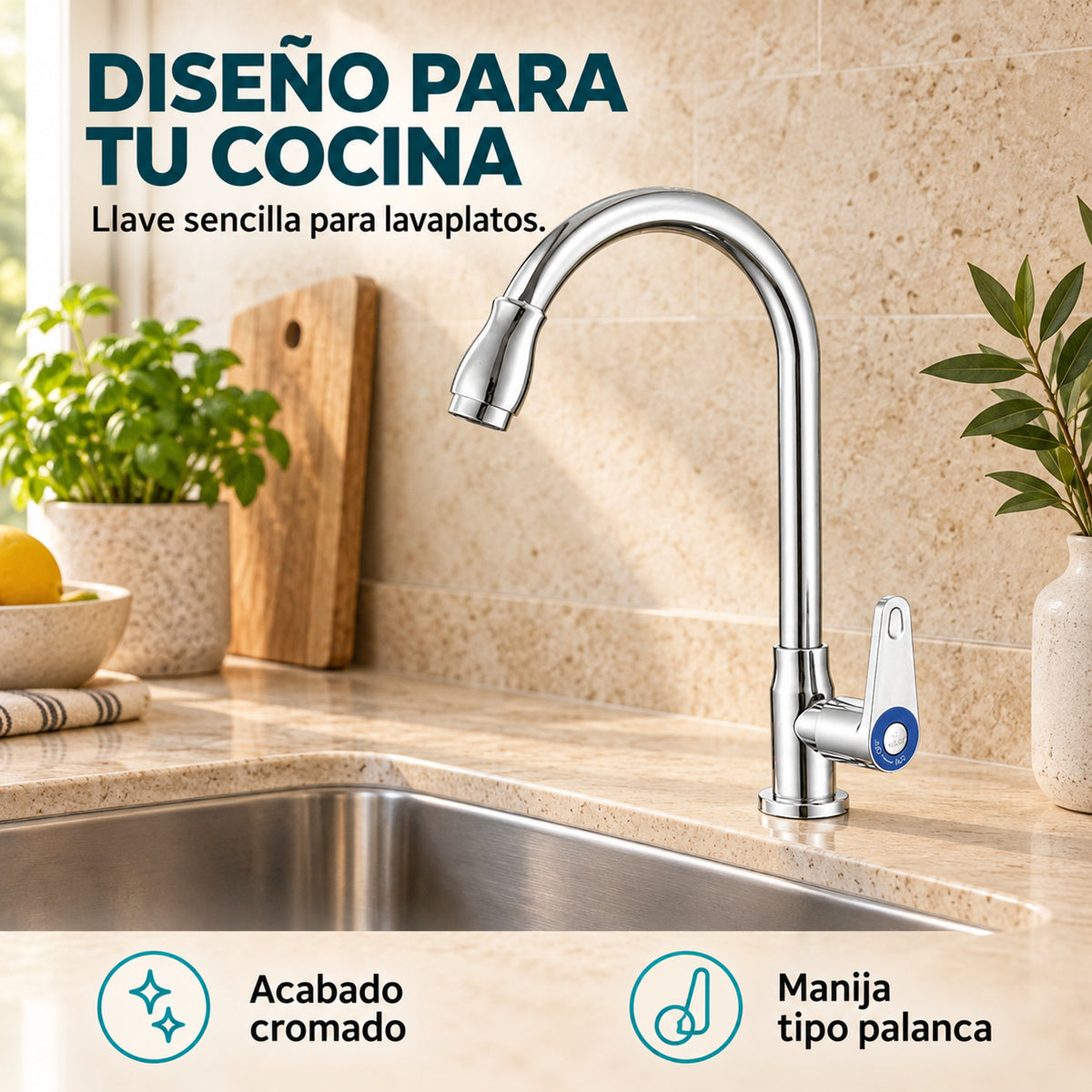 Diseño y características de la llave para lavaplatos