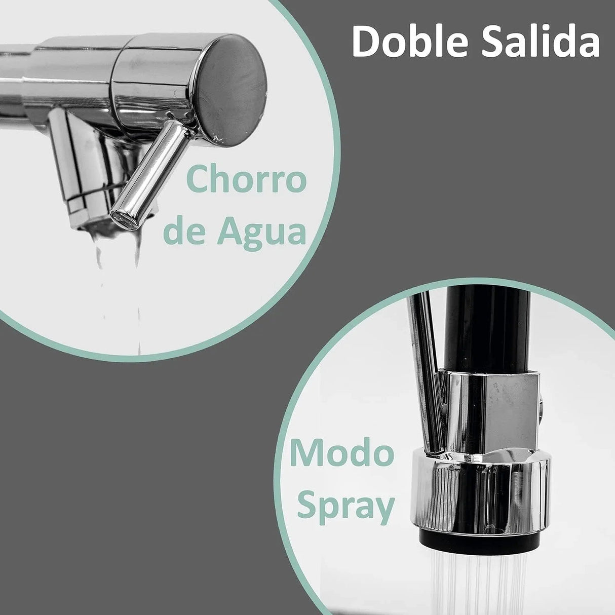 Dos modos de salida de agua del mezclador de cocina