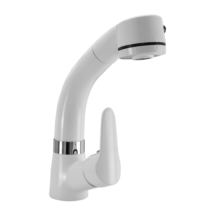Mezclador de lavaplatos ajustable blanco con detalles