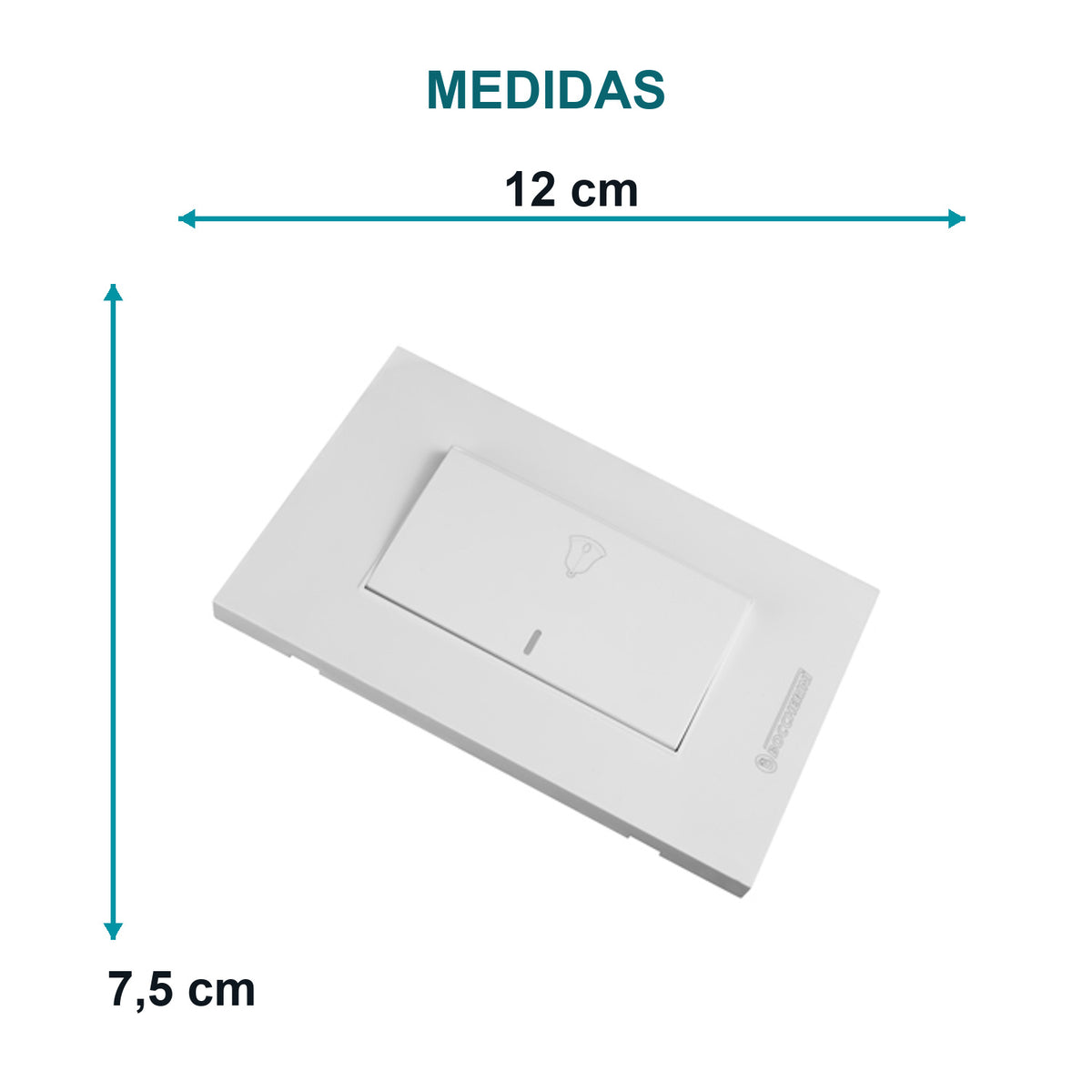 Pulsador para Timbre Blanco 10 A 12 × 7,5 cm — medidas