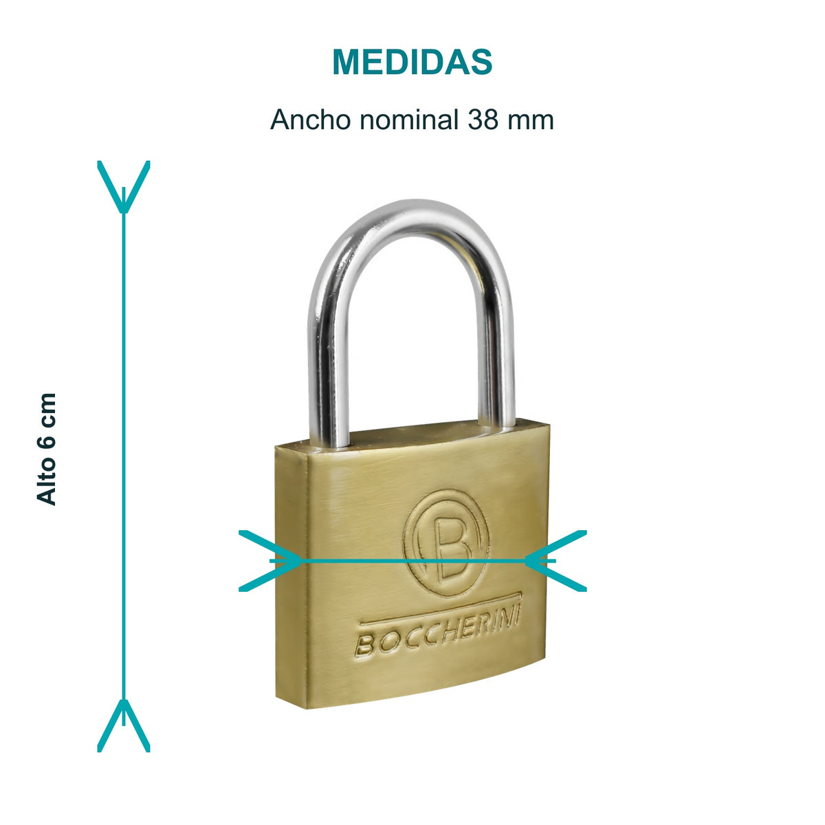 Medidas de Candado de hierro de 38 mm
