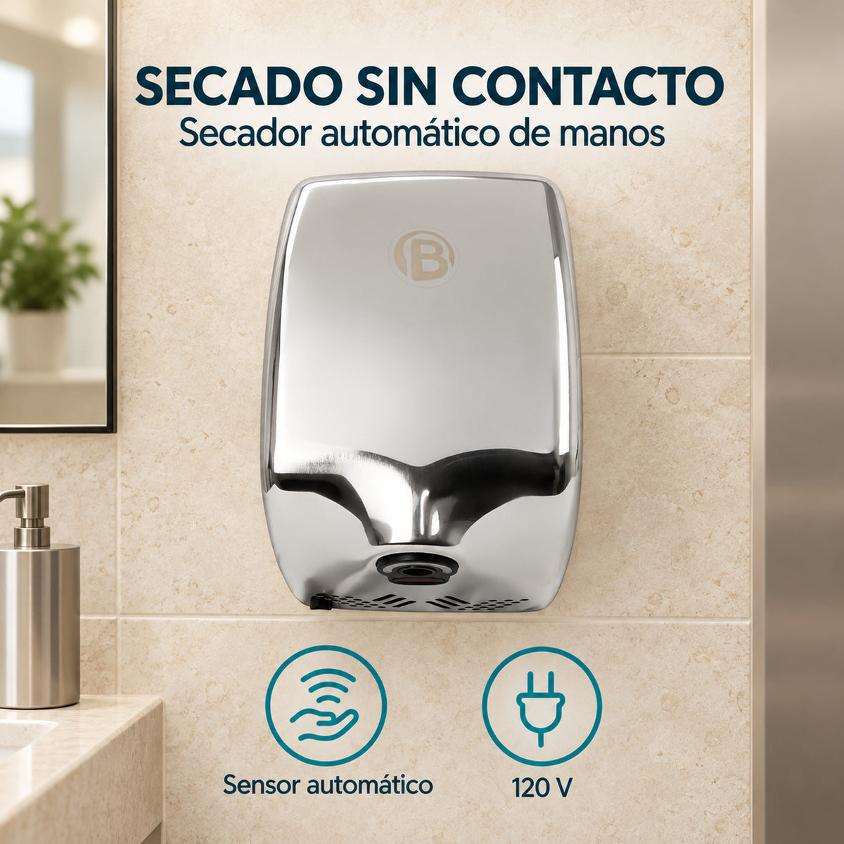 Secador De Manos Automático Cromado 120 V — características