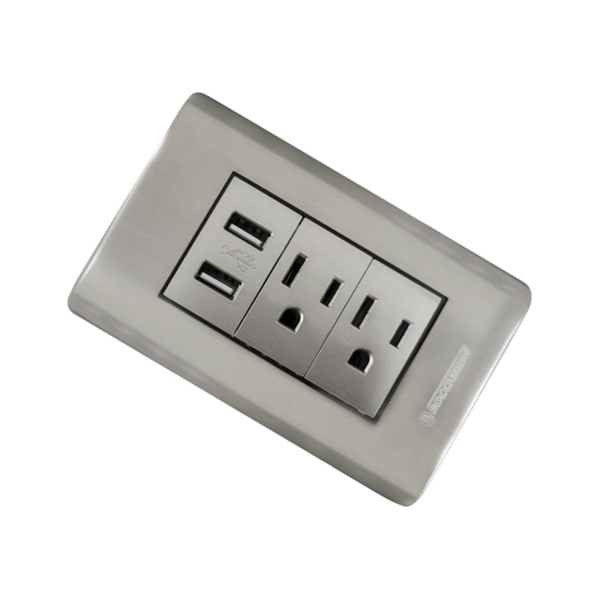 Tomacorriente Doble con USB Plateado 12 × 7,5 cm — vista principal