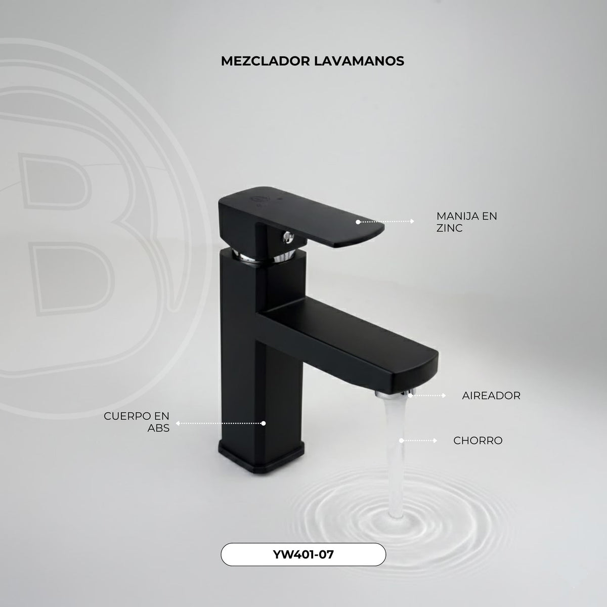 Grifería Monocontrol Baja Negra Para Lavamanos 18,5 cm — vista 2