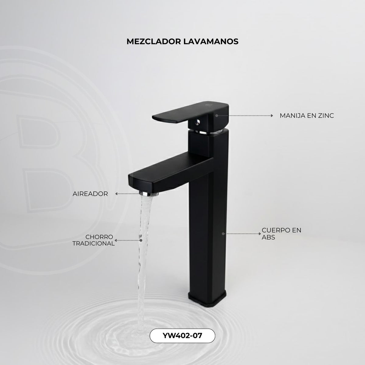 Grifería Monocontrol Alta Negra Para Lavamanos 31 cm — vista 2