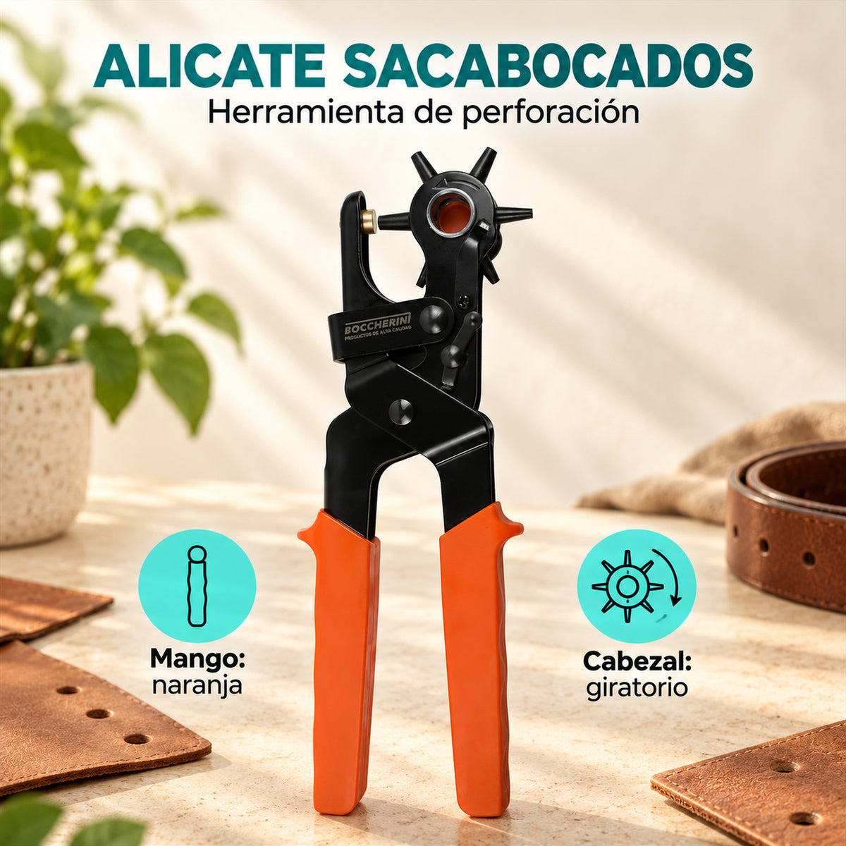 Características de Alicate Sacabocados con Mango Naranja