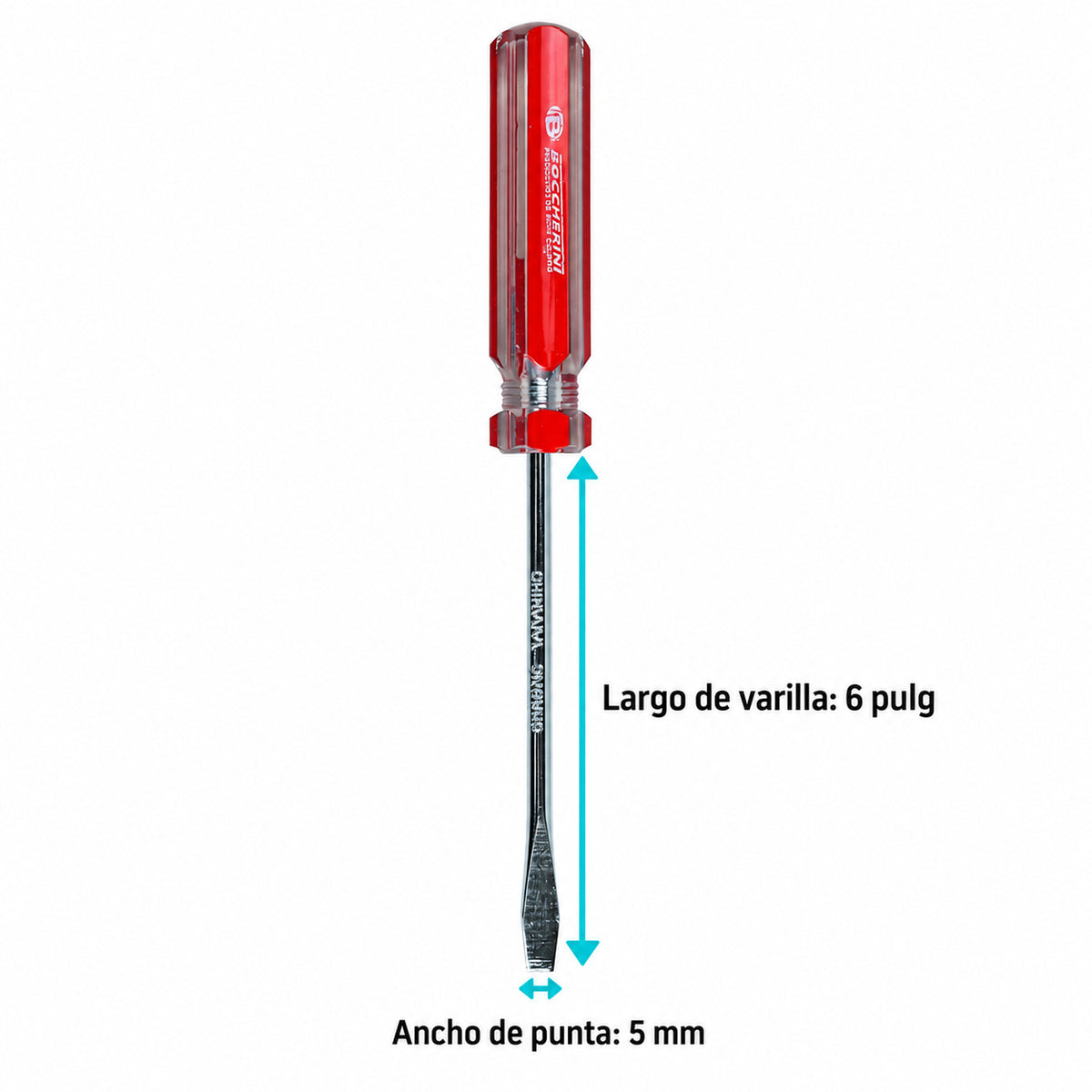 Medidas de Destornillador Plano de 5 mm x 6 Pulgadas