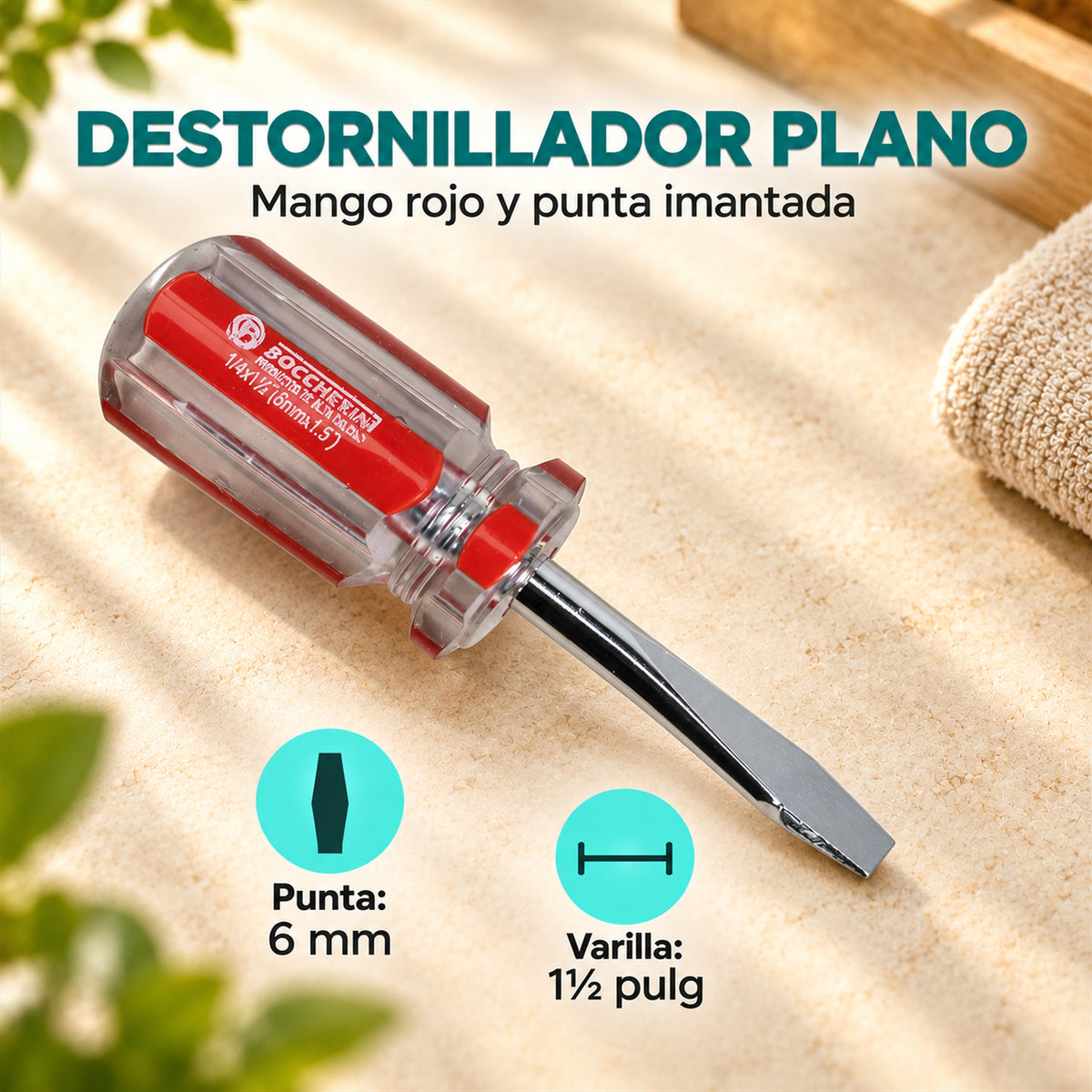 Características de Destornillador Plano de 6 mm x 1½ Pulgadas