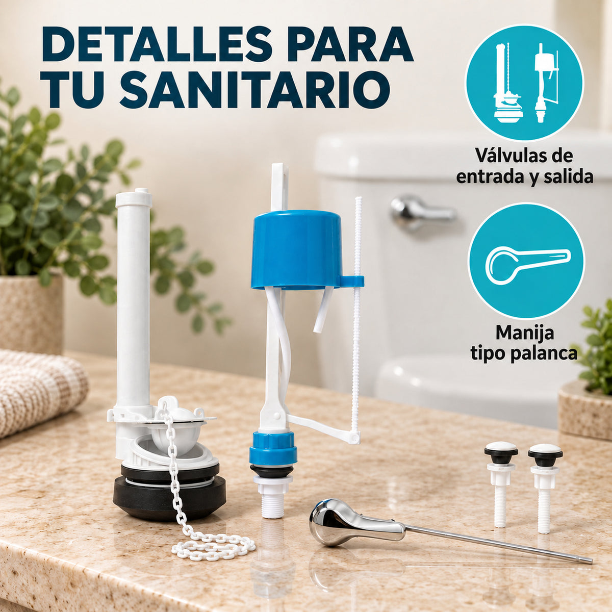 Características del kit de válvulas para sanitario