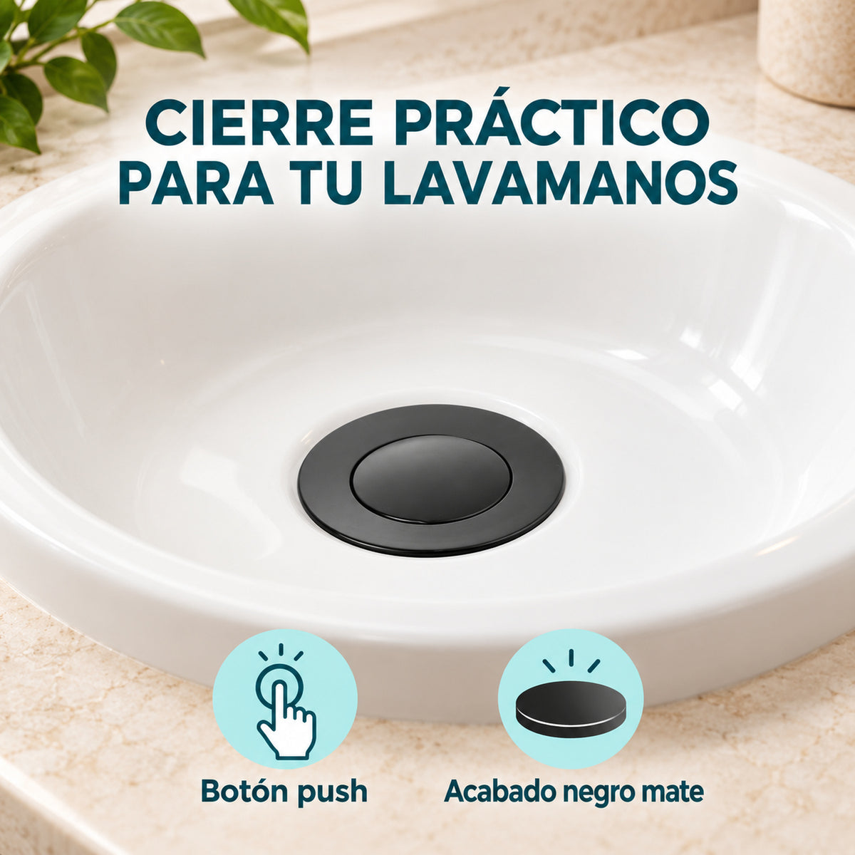 Desagüe Push Para Lavamanos Negro Mate — características