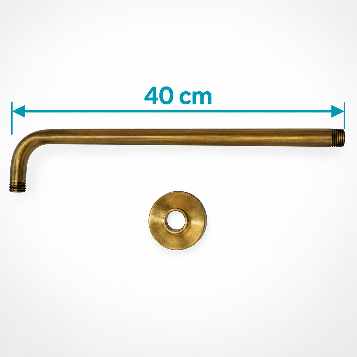 Tubo De Extensión Para Ducha Bronce De 40 Cm Con Escudo: medida de 40 cm