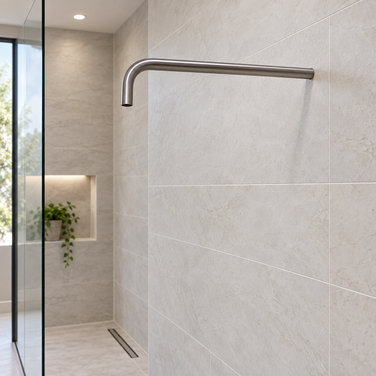 Tubo extensor satinado para ducha de 50 cm — 05-ambiente