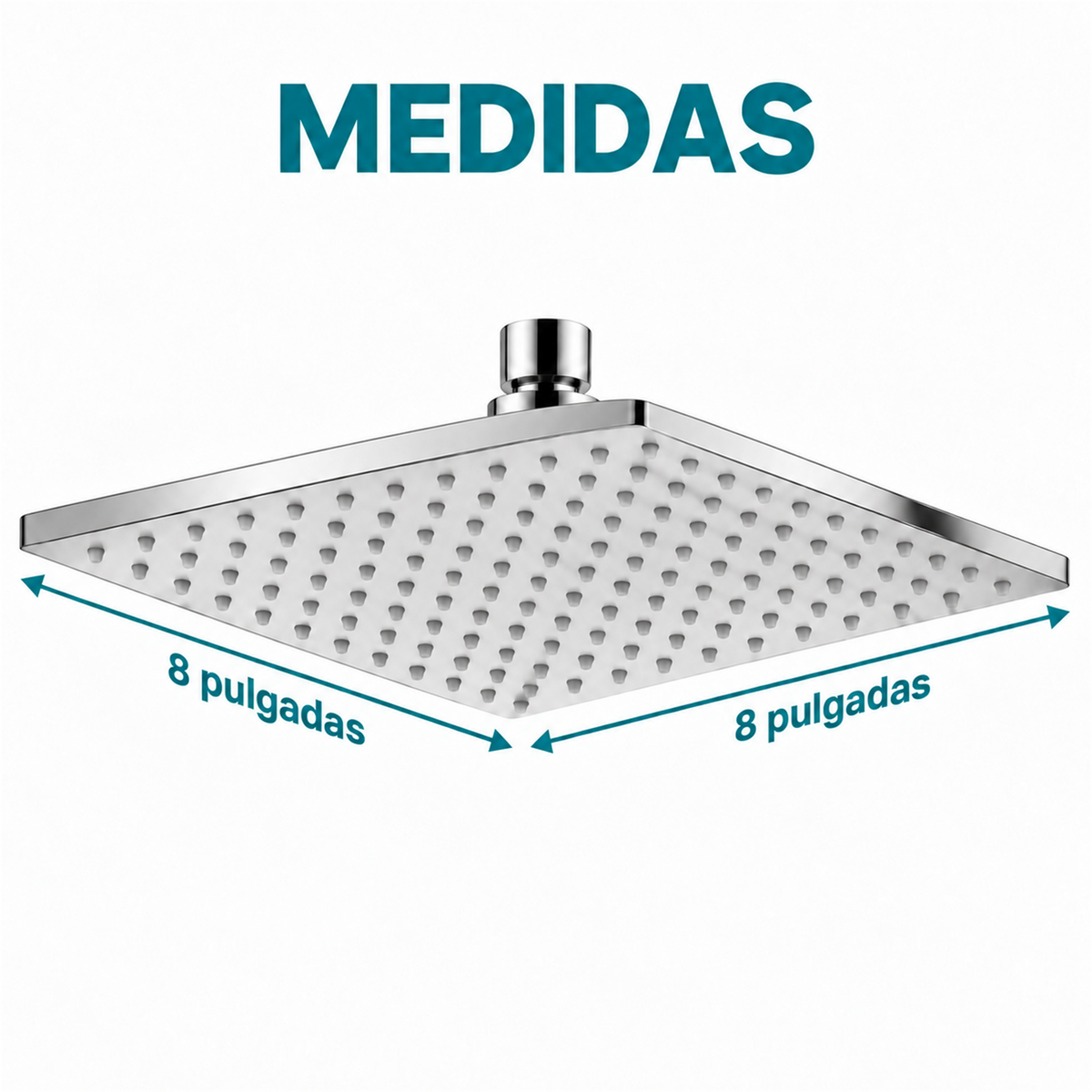 Medidas de la regadera cuadrada cromada de 8 pulgadas