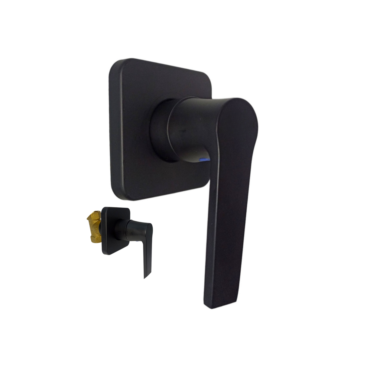 Registro Ducha Negro Cuadrado Agua Fria Cierre Rapido,griven Acabado Mate