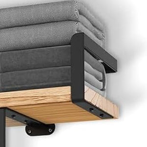Toallero de Baño con Repisa de Madera y 3 Ganchos – Organizador de Pared para Toallas