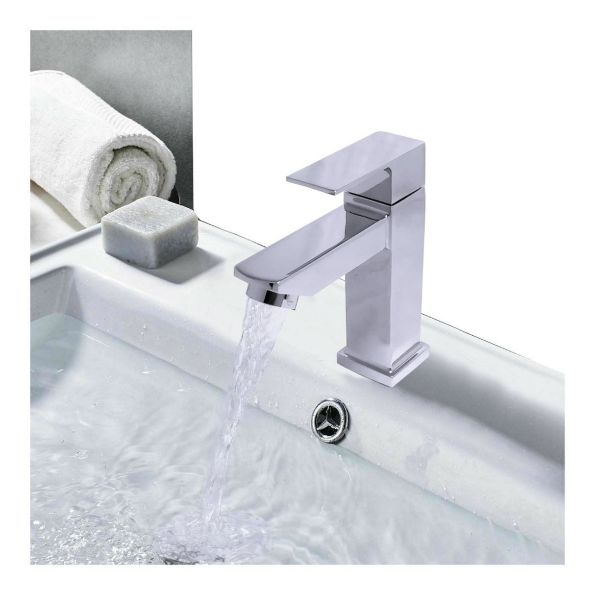 Griferia Lavamanos Square Agua Fría Poste Bajo