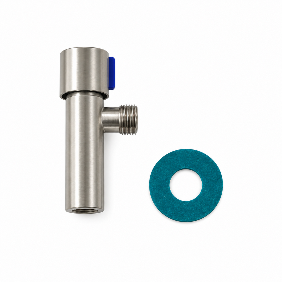 Llave de abasto sencilla con conexión hembra satinado: vista de producto