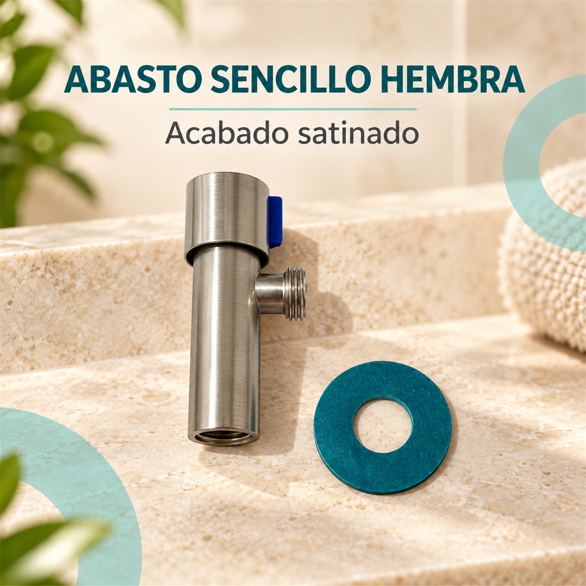 Llave de abasto sencilla con conexión hembra satinado: detalle del producto