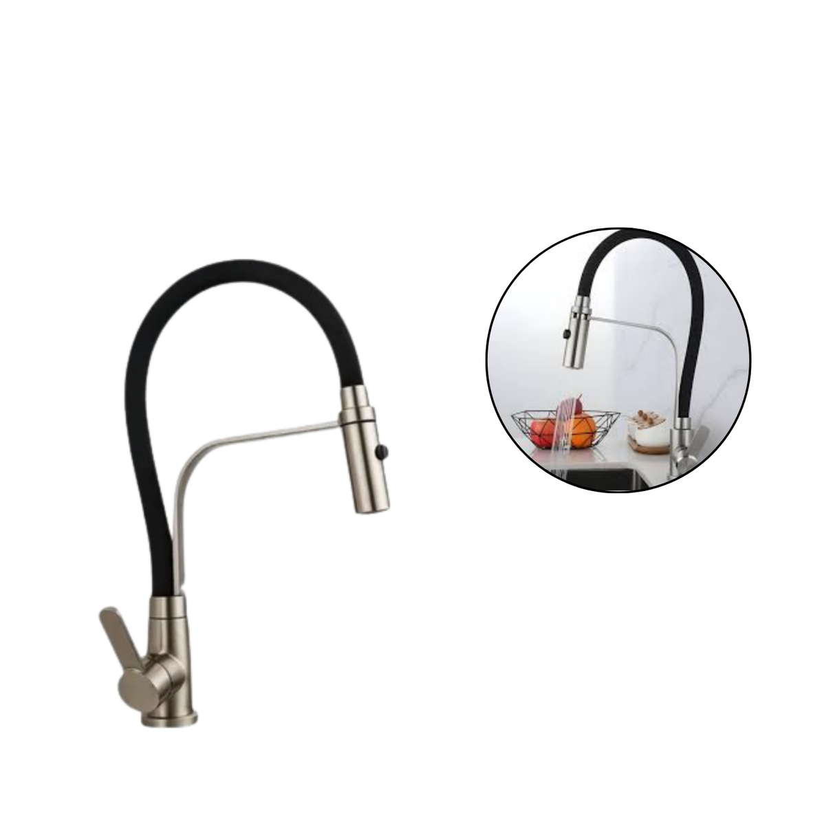 Mezclador Para Lavaplatos Flexible En Acero Dos Chorros