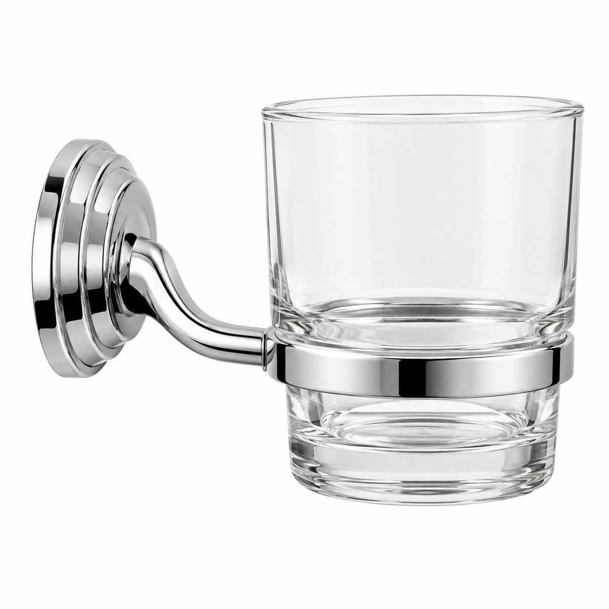 Cepillero De Pared Cromado Con Vaso De Vidrio Baru - producto