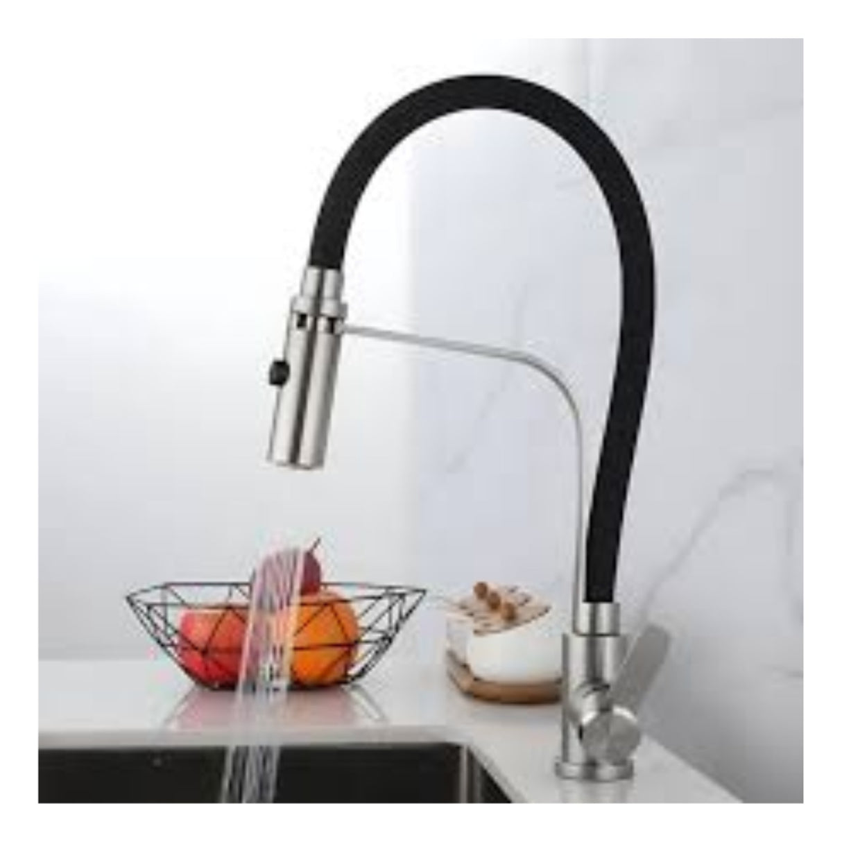 Mezclador Para Lavaplatos Flexible En Acero Dos Chorros