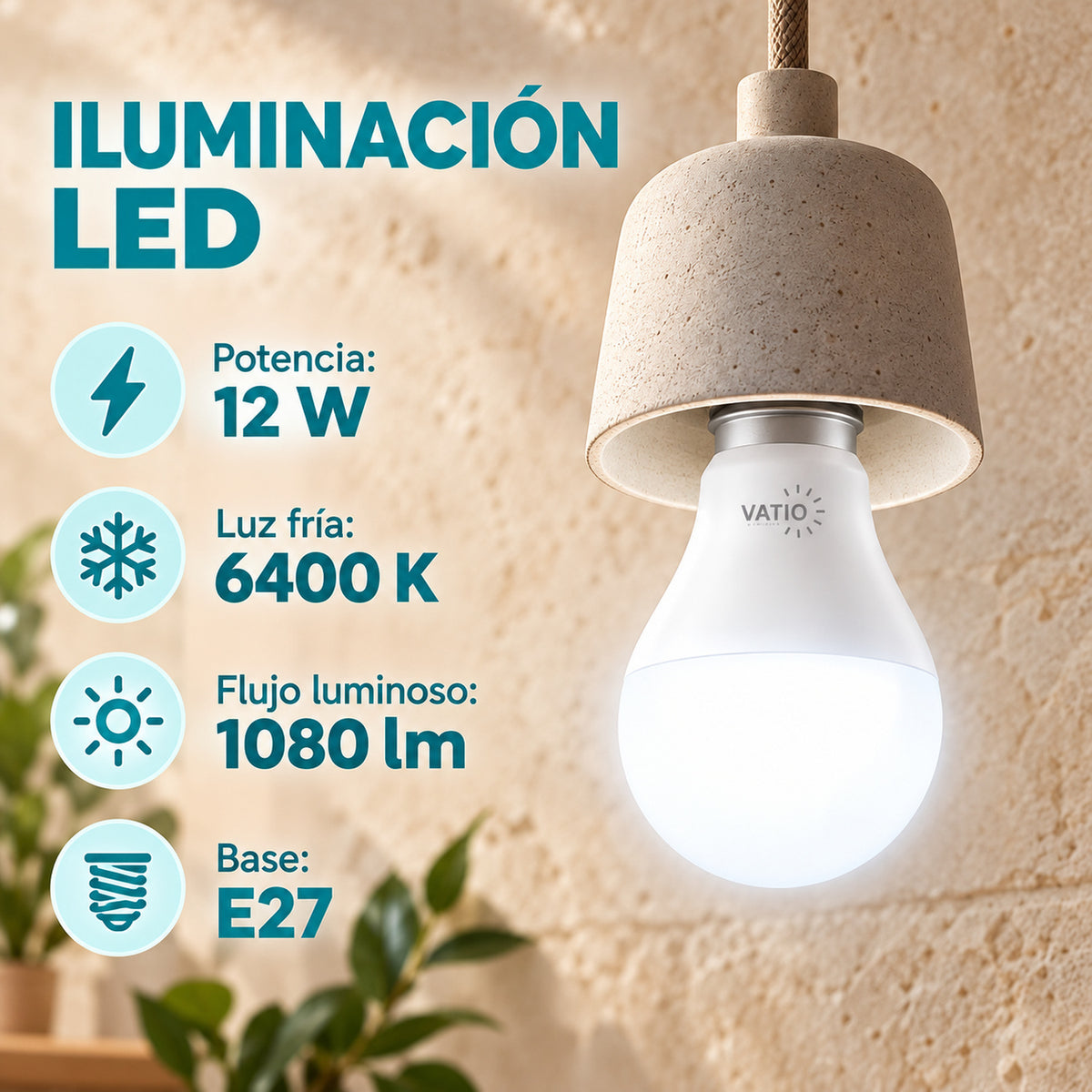 Bombillo LED 12 W E27 Luz Fría De 60 mm — características del producto