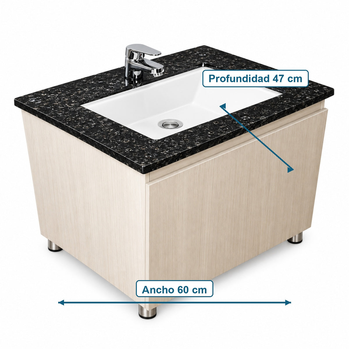 Combo Mueble De Baño RH Con Lavamanos Estampado 60 X 47 Cm - Medidas Del Producto