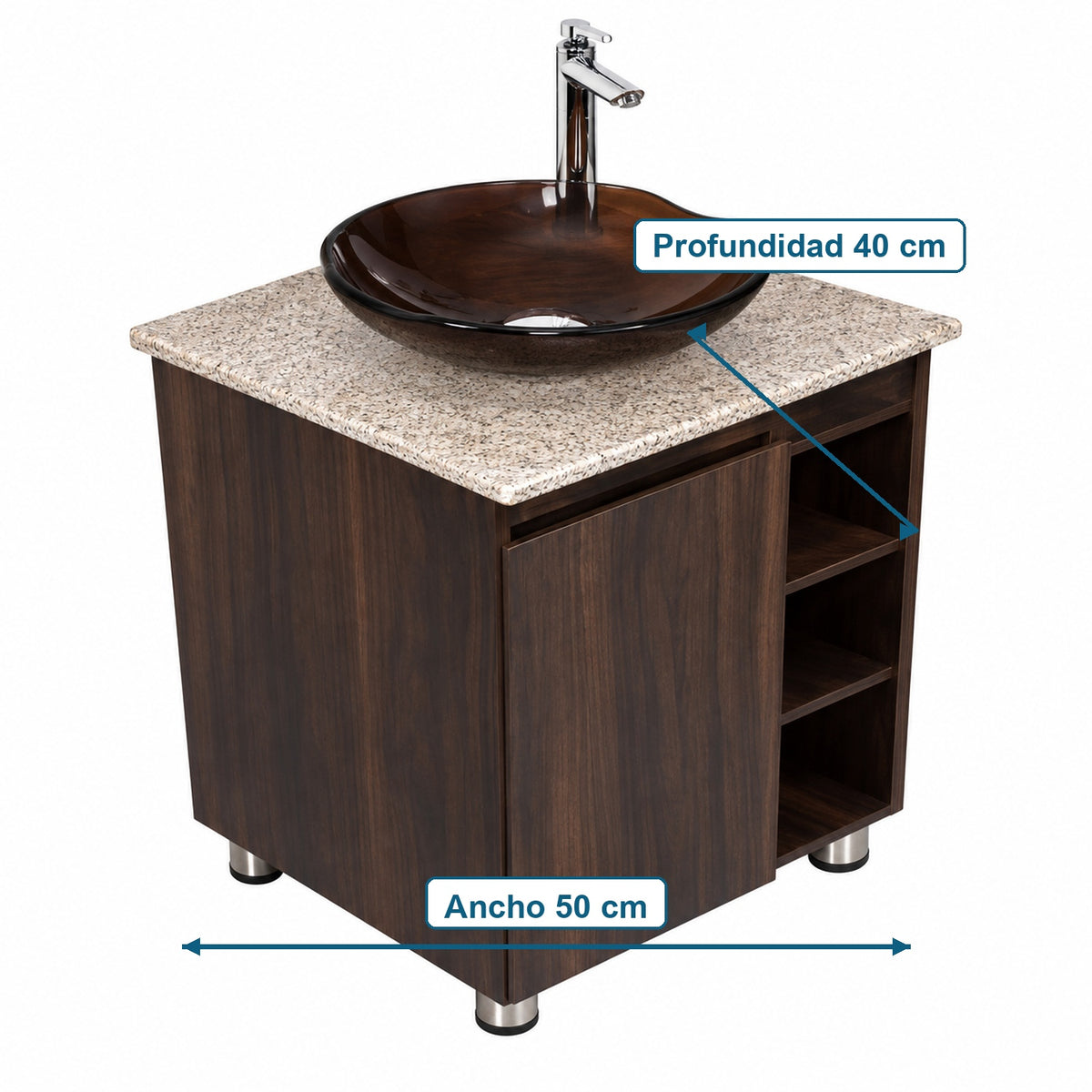Combo Mueble De Baño RH Con Repisa Y Lavamanos 50 X 40 Cm - Medidas Del Producto