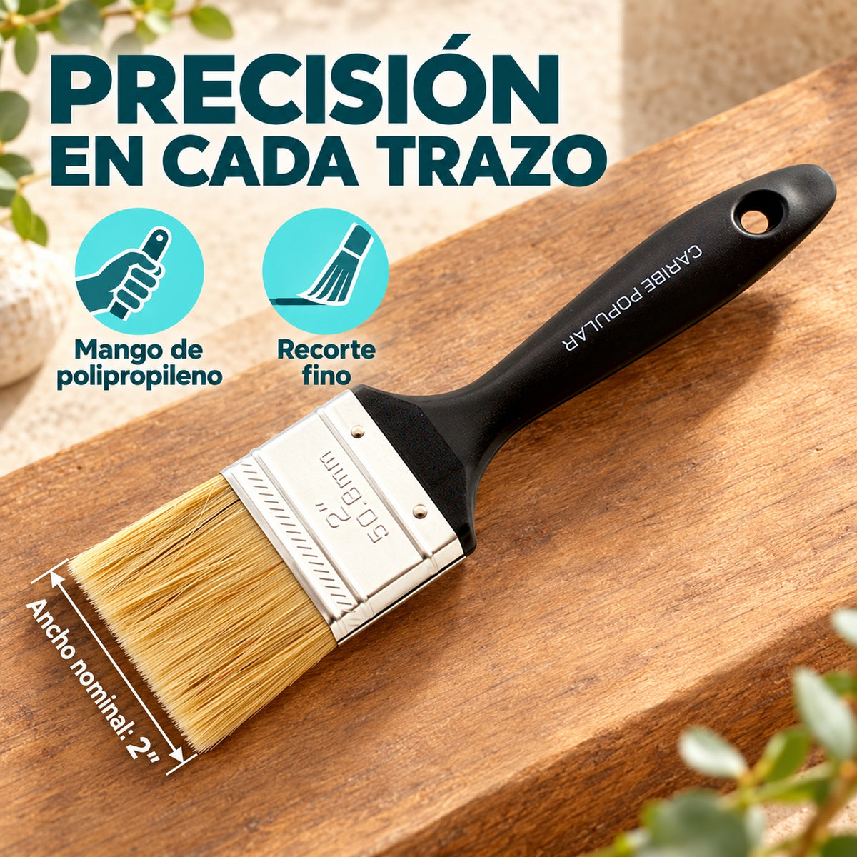 Brocha Popular Negra De 2 Pulgadas — características y ancho nominal