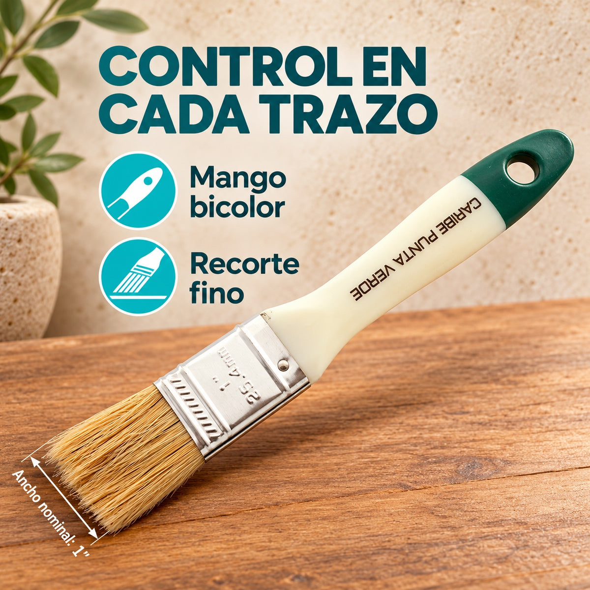 Brocha Punta Verde De 1 Pulgada — características y ancho nominal