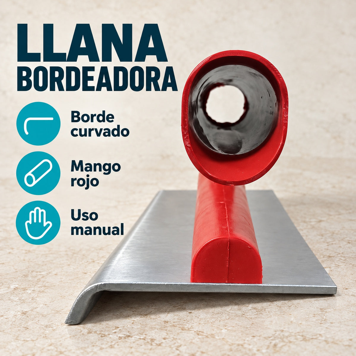 Llana Bordeadora Esquinera Con Mango Rojo — características