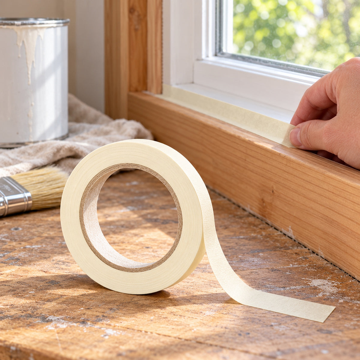 Cinta De Enmascarar Beige De 12 mm × 40 Yardas — escena de uso
