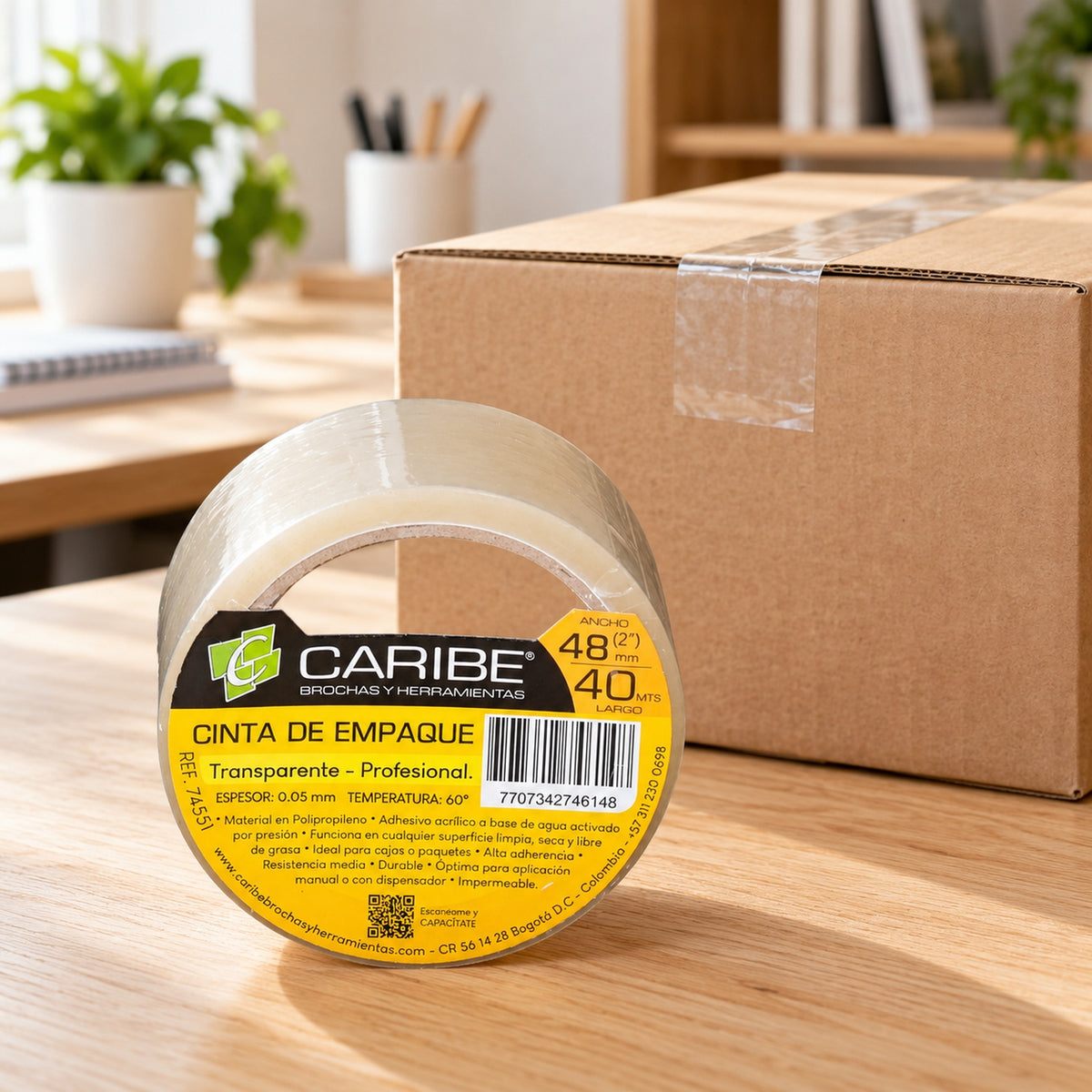 Cinta De Empaque Transparente De 48 mm × 40 m — escena de uso